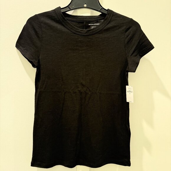 SOLD // NWT Banana Republic XS Cozy Slub Tshirt Black Crewneck Short Sleeve Top - Picture 9 of 14